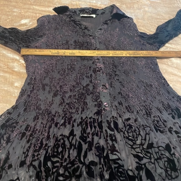 Rossi Roma Sheer Black Crushed Velvet Floral Dress Large Made in Italy - Picture 9 of 10